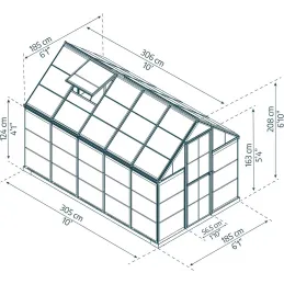 Serre de jardin en aluminium gris et polycarbonate Harmony