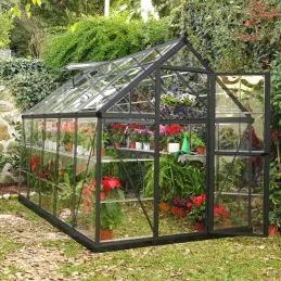 Serre de jardin en aluminium gris et polycarbonate Harmony