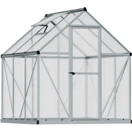 Serre de jardin en aluminium argent et polycarbonate Mythos