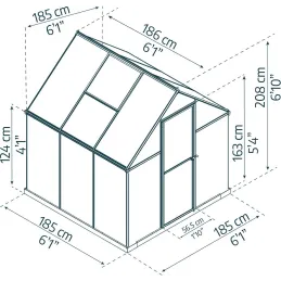 Serre de jardin en aluminium argent et polycarbonate Mythos