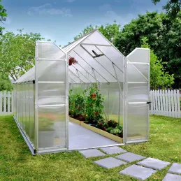 Serre de jardin en aluminium argent et polycarbonate Essence