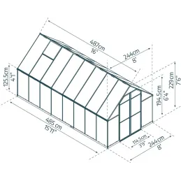Serre de jardin en aluminium argent et polycarbonate Essence