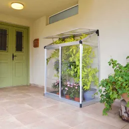 Serre de jardin en aluminium et polycarbonate adossée Lean To