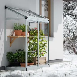 Serre de jardin en aluminium et polycarbonate adossée Lean To