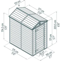 Abri de jardin en aluminium et polycarbonate ambre Skylight