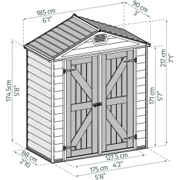 Abri de jardin en aluminium et polycarbonate gris et noir Skylight