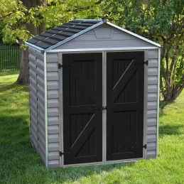 Abri de jardin en aluminium et polycarbonate gris et noir Skylight