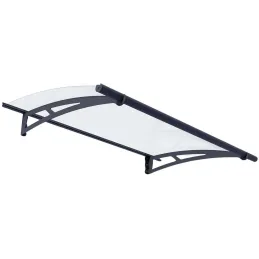 Marquise de porte en aluminim gris et polycarbonate transparent Aquila