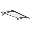 Marquise de porte en aluminim gris et polycarbonate transparent Aquila