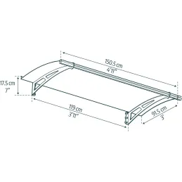 Marquise de porte en aluminim gris et polycarbonate transparent Aquila