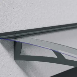 Marquise de porte en aluminim gris et polycarbonate transparent Aquila