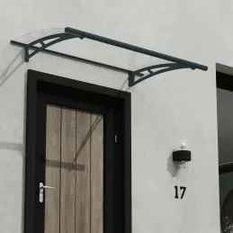 Marquise de porte en aluminim gris et polycarbonate transparent Aquila