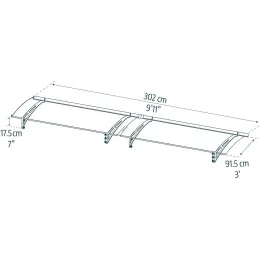Marquise de porte en aluminim gris et polycarbonate transparent Aquila