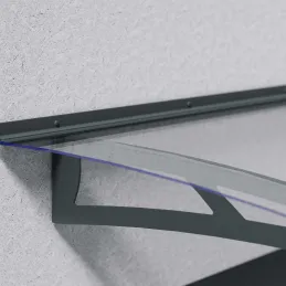 Marquise de porte en aluminim gris et polycarbonate transparent Aquila