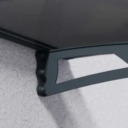 Marquise de porte en aluminim gris et polycarbonate transparent Aquila