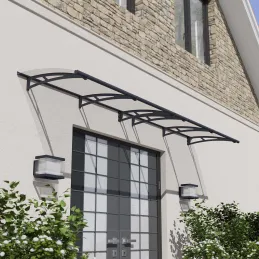 Marquise de porte en aluminim gris et polycarbonate transparent Aquila