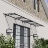 Marquise de porte en aluminim gris et polycarbonate transparent Aquila