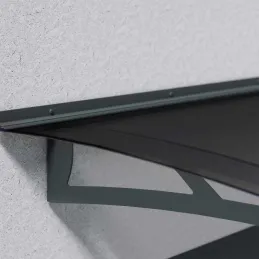 Marquise de porte en aluminim gris et polycarbonate teinté gris Aquila