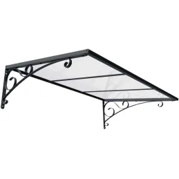 Marquise de porte en aluminium gris et polycarbonate transparent Venus