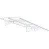 Marquise de porte en aluminium blanc et polycarbonate transparent Bordeaux