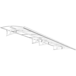 Marquise de porte en aluminium blanc et polycarbonate transparent Bordeaux