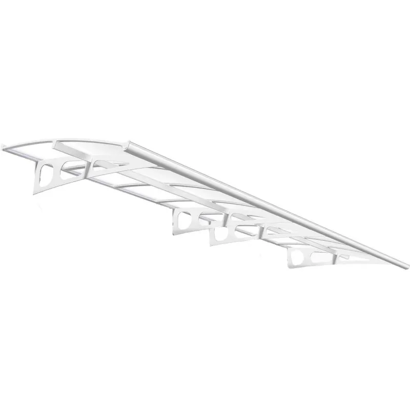 Marquise de porte en aluminium blanc et polycarbonate transparent Bordeaux