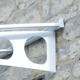 Marquise de porte en aluminium blanc et polycarbonate transparent Bordeaux