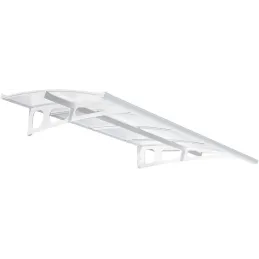 Marquise de porte en aluminium blanc et polycarbonate double paroi Bordeaux