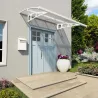 Marquise de porte en aluminium blanc et polycarbonate double paroi Bordeaux