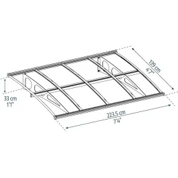 Marquise de porte en aluminium blanc et polycarbonate double paroi Bordeaux