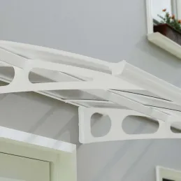 Marquise de porte en aluminium blanc et polycarbonate double paroi Bordeaux