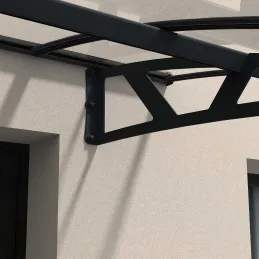 Marquise de porte en aluminium gris et polycarbonate transparent Amsterdam