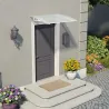 Marquise de porte en aluminium blanc et polycarbonate double paroi Lyra