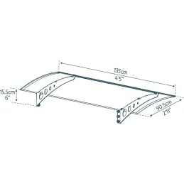 Marquise de porte en aluminium blanc et polycarbonate double paroi Lyra