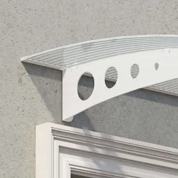 Marquise de porte en aluminium blanc et polycarbonate double paroi Lyra