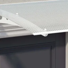 Marquise de porte en aluminium blanc et polycarbonate double paroi Lyra