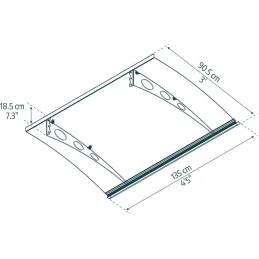 Marquise de porte en aluminium gris et polycarbonate transparent Garamond