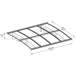 Marquise de porte en aluminium gris et polycarbonate double paroi Herald