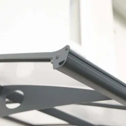 Marquise de porte en aluminium gris et polycarbonate double paroi Herald
