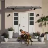 Marquise de porte en aluminium gris et polycarbonate double paroi Herald
