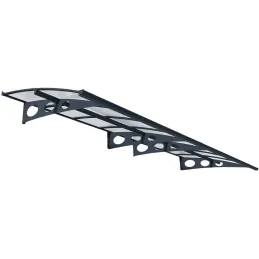 Marquise de porte en aluminium gris et polycarbonate double paroi Herald