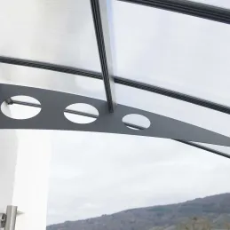 Marquise de porte en aluminium gris et polycarbonate double paroi Herald