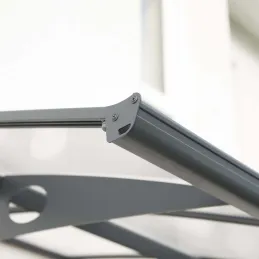 Marquise de porte en aluminium gris et polycarbonate double paroi Herald