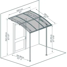 Abri terrasse auvent en aluminium et polycarbonate Vega