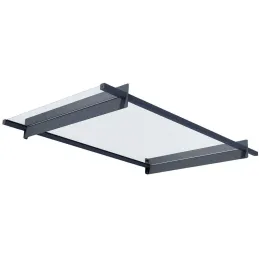 Marquise de porte en aluminium gris et polycarbonate transparent Nancy