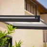 Marquise de porte en aluminium gris et polycarbonate transparent Nancy