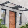 Marquise de porte en aluminium gris et polycarbonate transparent Nancy