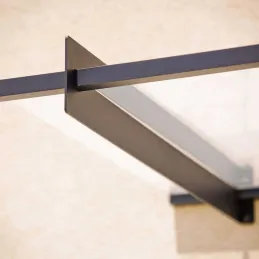 Marquise de porte en aluminium gris et polycarbonate transparent Nancy