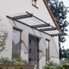 Marquise de porte en aluminium gris et polycarbonate transparent Nancy