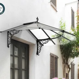 Marquise de porte en aluminium et poylcarbonate Iris